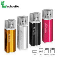 Top selling USB Flash Reader colorful USB 2.0 All/Multi in 1 Memory Card Reader Adapter For Micro SD SDHC TF M2 MMC best Gifts