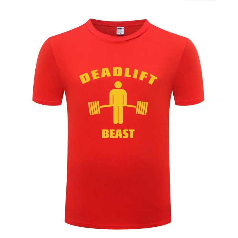 Deadlift Beast Weightlifting T Shirts Men Summer Style Short Sleeve O-Neck Cotton Tshirt Casual Male Fitness T-Shirt Streetwear