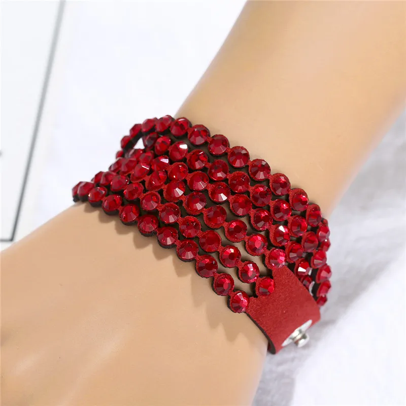 HOCOLE Charm Leather Bracelet Rhinestone Crystal Bracelet Wrap Multilayer Bracelets for Women Pulseras Mujer Moda 2019 Jewelry