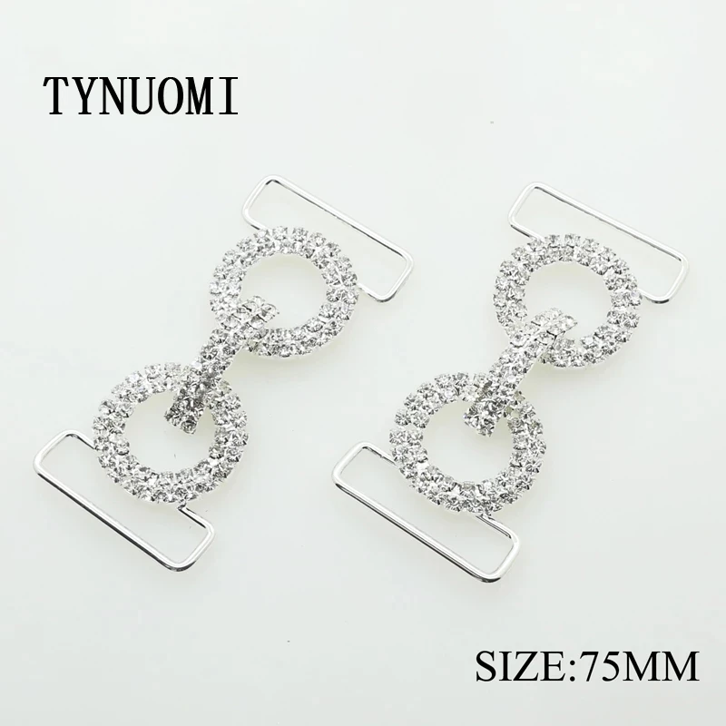 2Pcs/lot 75mm Fashion Crystal  Rhinestone Buckles Bikini Connector Ccrystal DIY Clothing Buckles Accessories