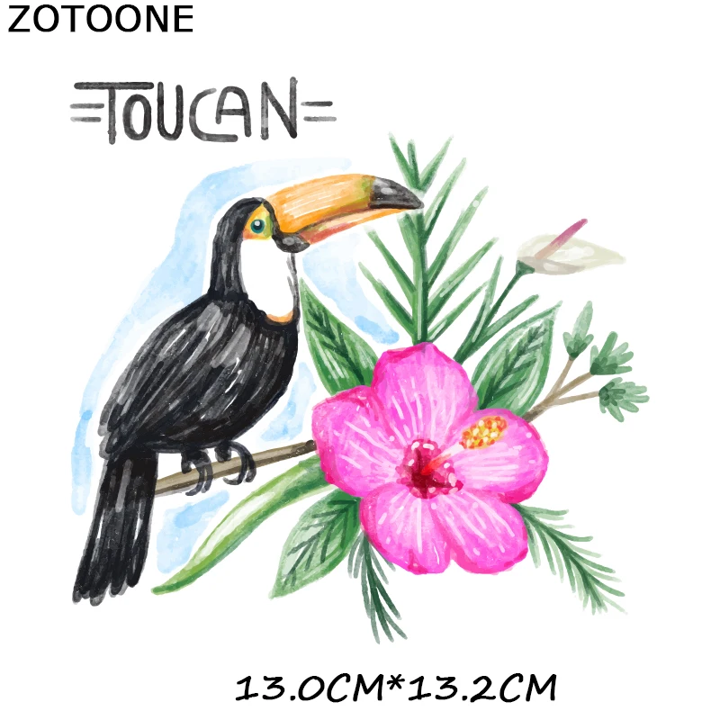 ZOTOONE Cartoon Bird Flower Patch Ironing Applique Animal Stickers for Clothing Thermo Transfers for Kids Patches for T-shirt D