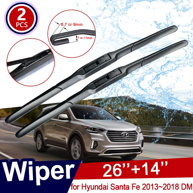 Mobil Wiper Blade untuk Hyundai Santa Fe 2013 ~ 2018 DM IX45 Kaca Depan Kaca Depan Wiper Aksesoris Mobil J Hook 2014 2015 2016 2017