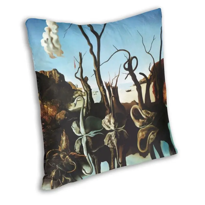 Swans Reflecting Elephants By Salvador Dali Cushion Cover Painting Art Throw Pillow Case for Car Fashion Pillowcase Decoration