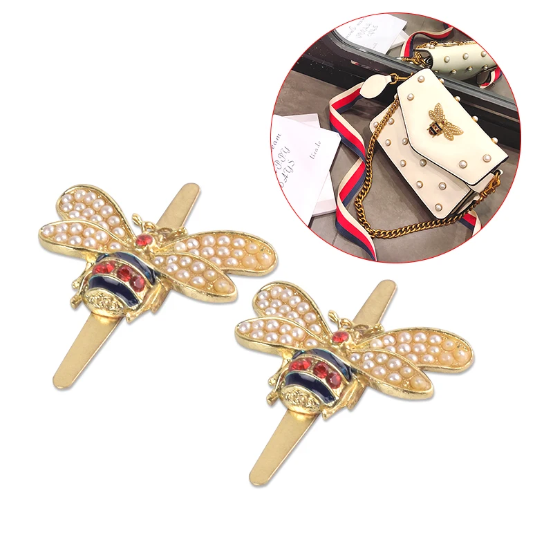 2x Bee With Diamond Fashion Metal Bee Buckle For DIY Women Handbag