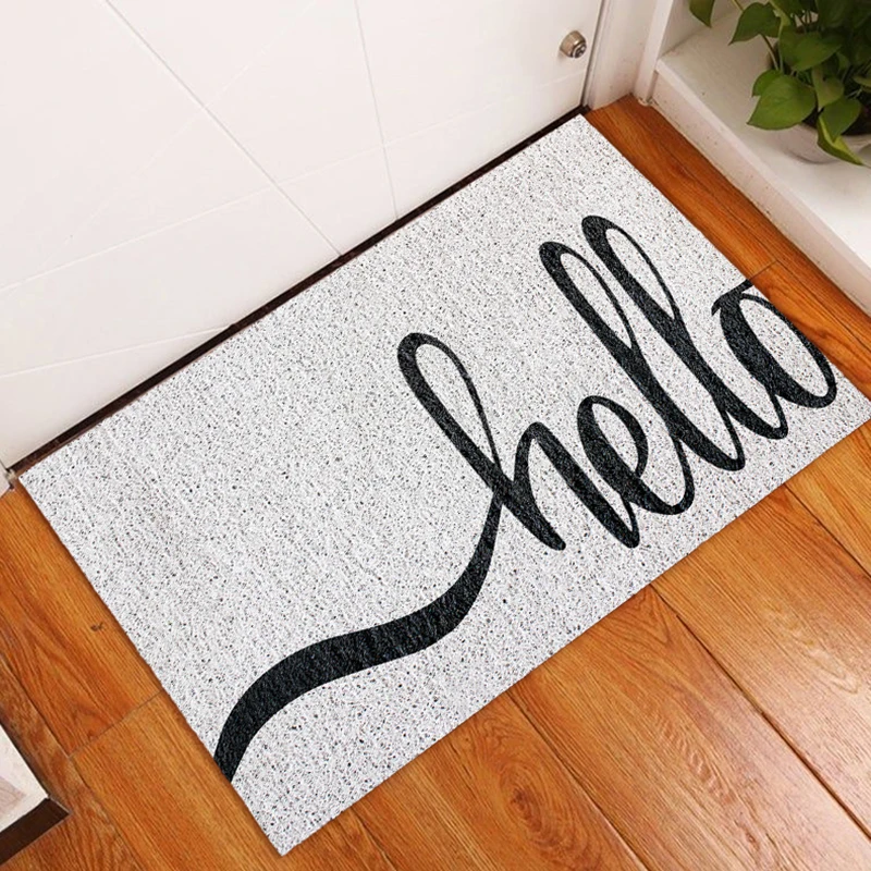 

Hello Welcome Home Front Door Mat Kitchen Bedroom Bathroom Living Room Carpet PVC Non-slip Mat Dustproof Custom Entrance Doormat