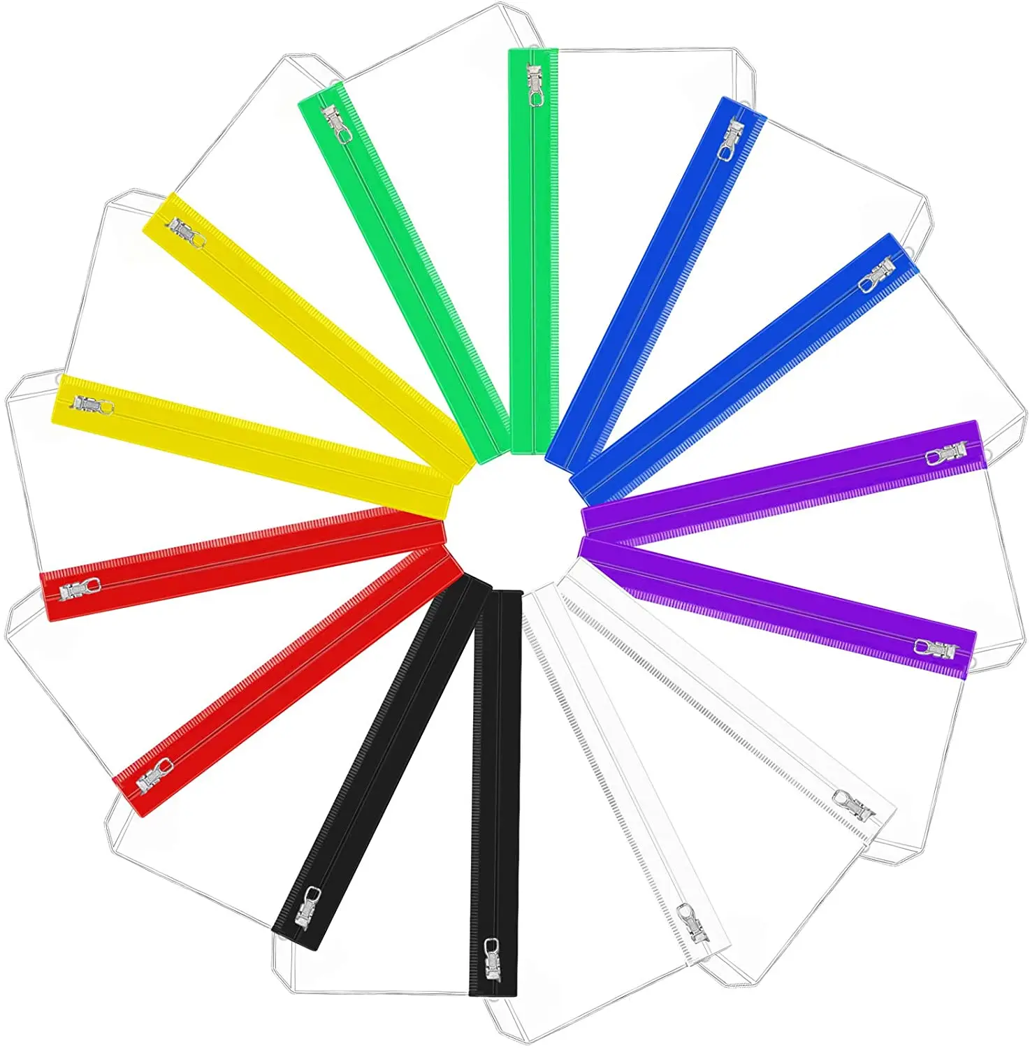 8Pcs/Set 6-Ring Binder Pockets  A6 Multicolor PVC Binder Pockets with Metal Zipper Waterproof for Cash Envelopes/Bill Storage