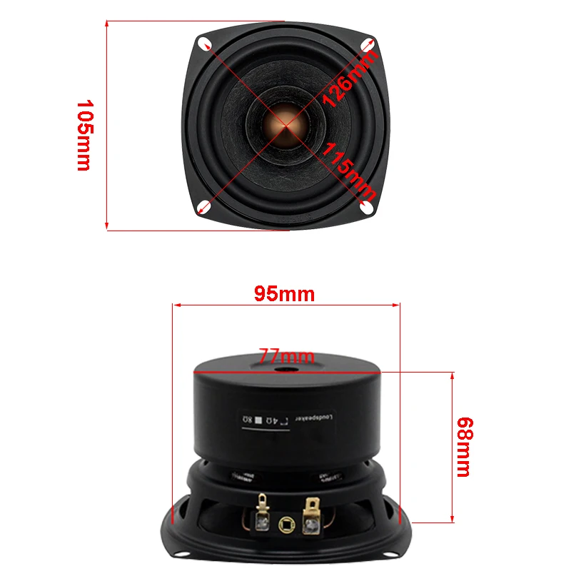 4 Inch Full Range Speaker 25W 4Ohm 8Ohm Audio Speaker Unit DIY 25mm Core Wool Fiber Anti Magnetic Monitor Loudspeakers 2PCS