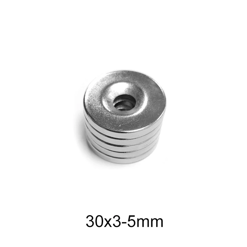 2~30PCS 30x3-5 Strong Rare Earth Neodymium Magnets 30*3 mm Hole 5mm 30x3 Countersunk Powerful Magnetic Magnet 30x3-5mm 30*3-5