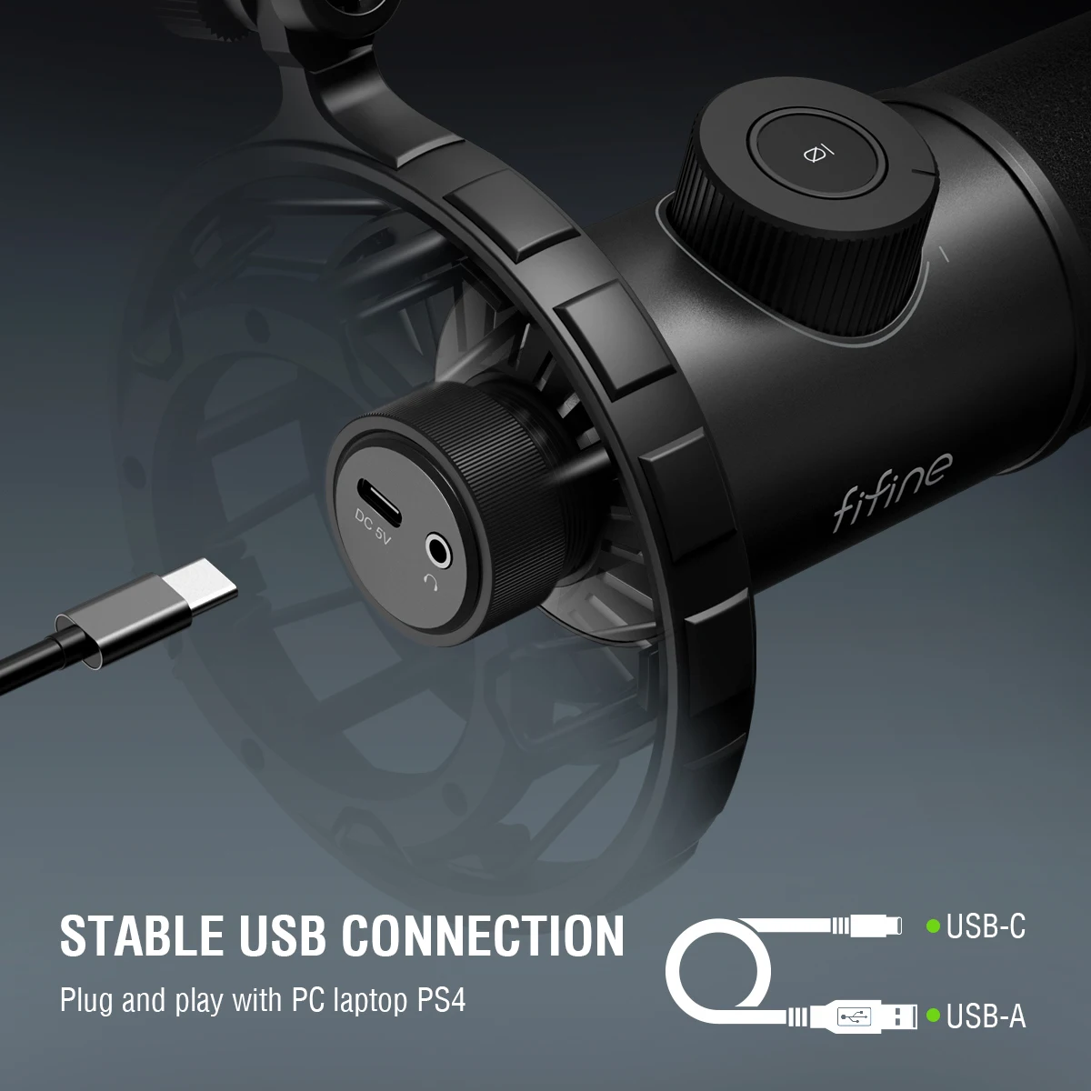 FIFINE Dynamic Microphone for windows&laptop,USB Mic for Gaming with Tap-to-Mute Button/RGB Light/Headphone Jack -K658