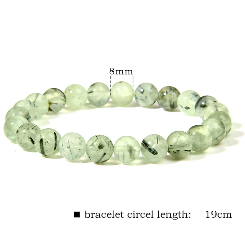 Fashion Natural Green Prehnites Stone Beads Bracelet Handmade Women Men Round Amethysts Stone Beaded Charm Bracelet Jewelry Gift