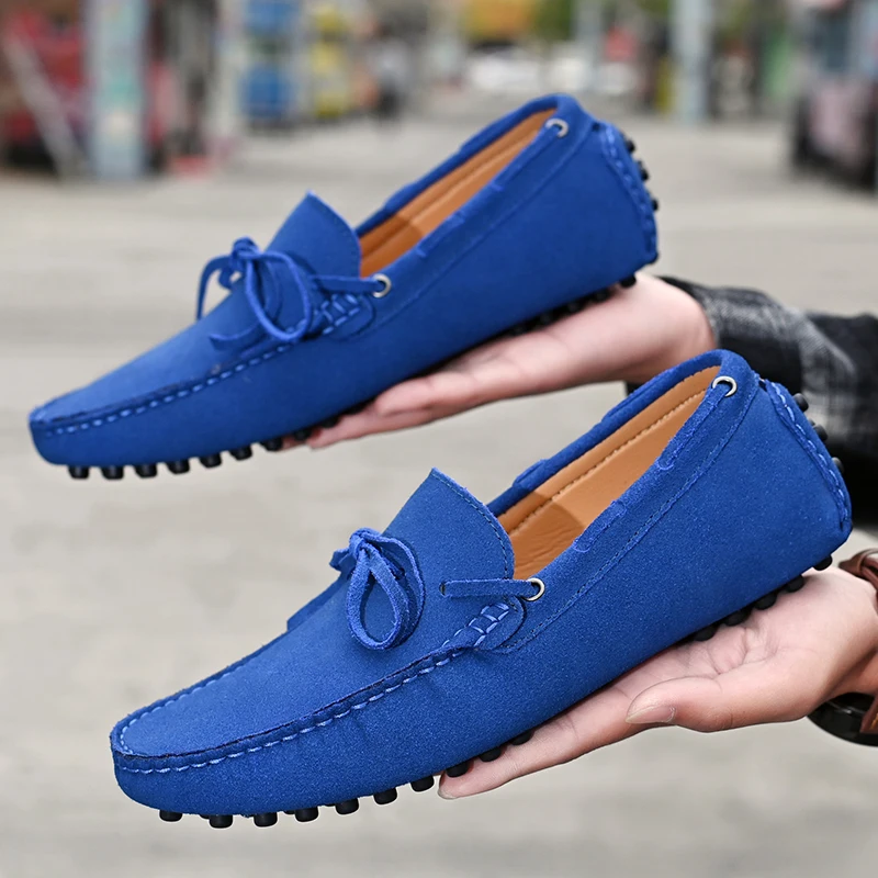 

Tenis Masculino 2021 Suede Leather Men Loafer Shoes Fashion Slip On Male Shoes Casual Man Party Wedding Footwear Big Size 38-49