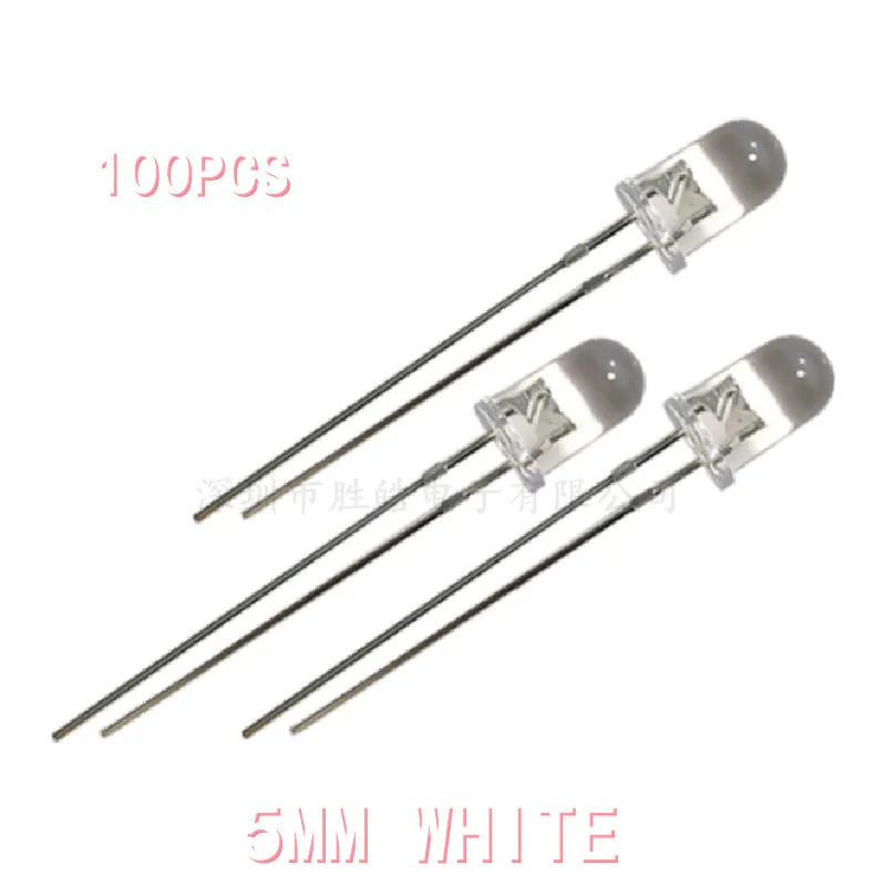 100 Cái/lốc Trong Suốt Tròn 5Mm Siêu Sáng Nước Rõ Ràng Xanh Đỏ Trắng Vàng Xanh Dương Sáng Bóng Đèn LED LED Phát Sáng f5