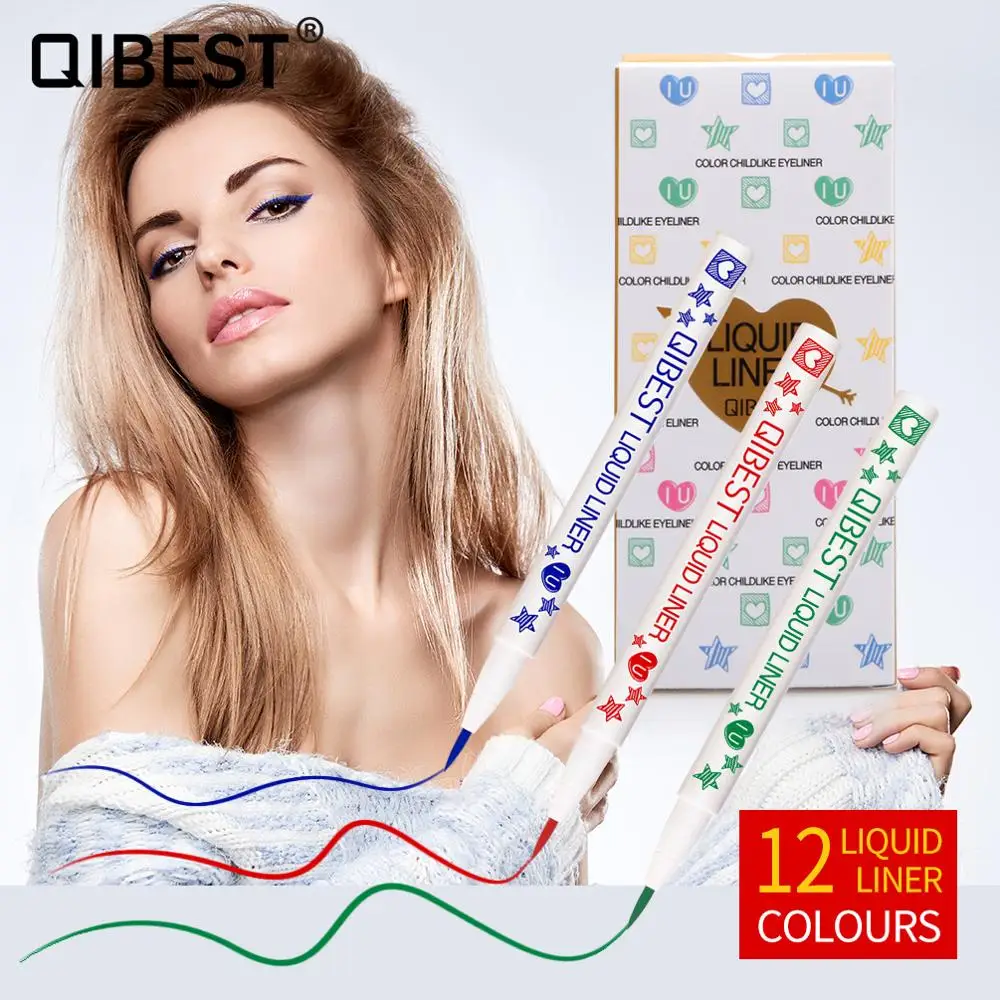 QIBEST Eyeliner colorato liquido impermeabile asciugatura rapida lunga durata nero verde blu Eyeliner trucco matita cosmetica