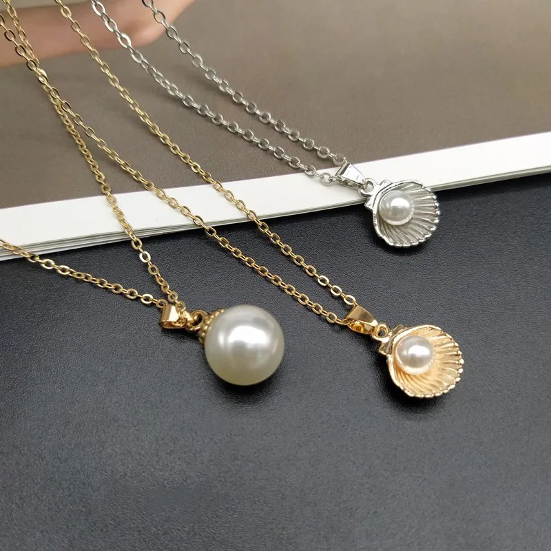 Trendy Summer Shell Imitation Pearl Pendant Necklace For Women Fashion Collar Neck Jewelry Wholesale Dropshipping