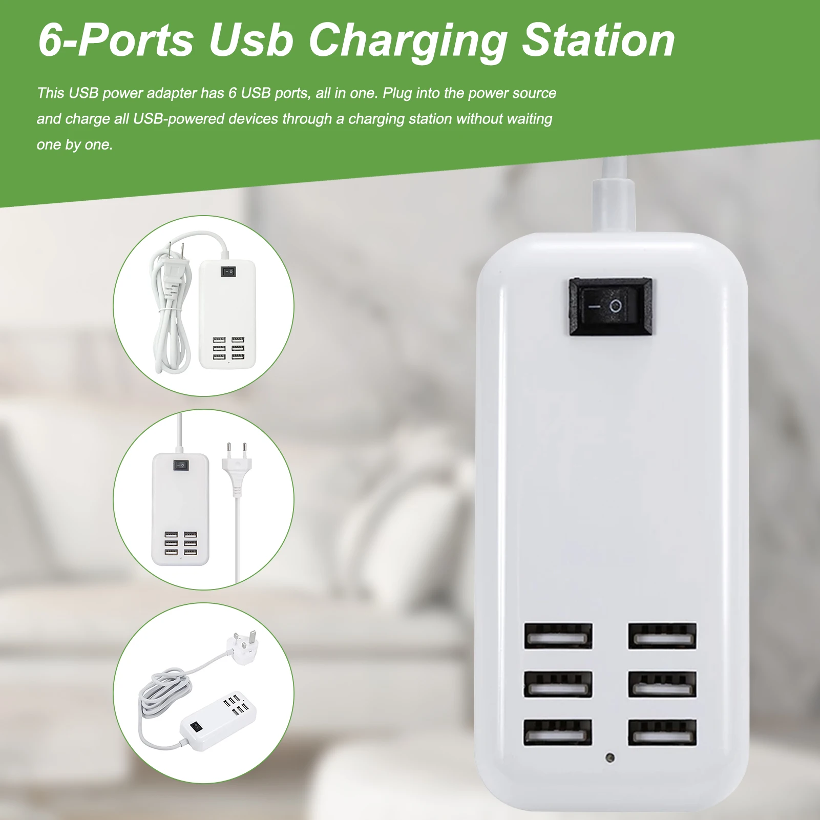 Multi Port Fast Charging USB Phone Charger 6 Ports Station Dock Stand Holder For All Phone/Tables/Smart Watch/Power Bank