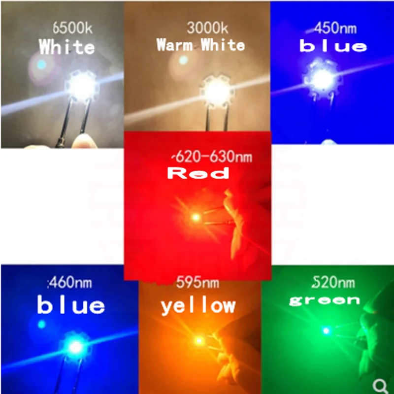 CREE-XPE Q5 Contas de lâmpada LED de alto brilho, 3WLED, luz branca quente, vermelho, verde e azul, 3W, 3535, lanterna de alta potência