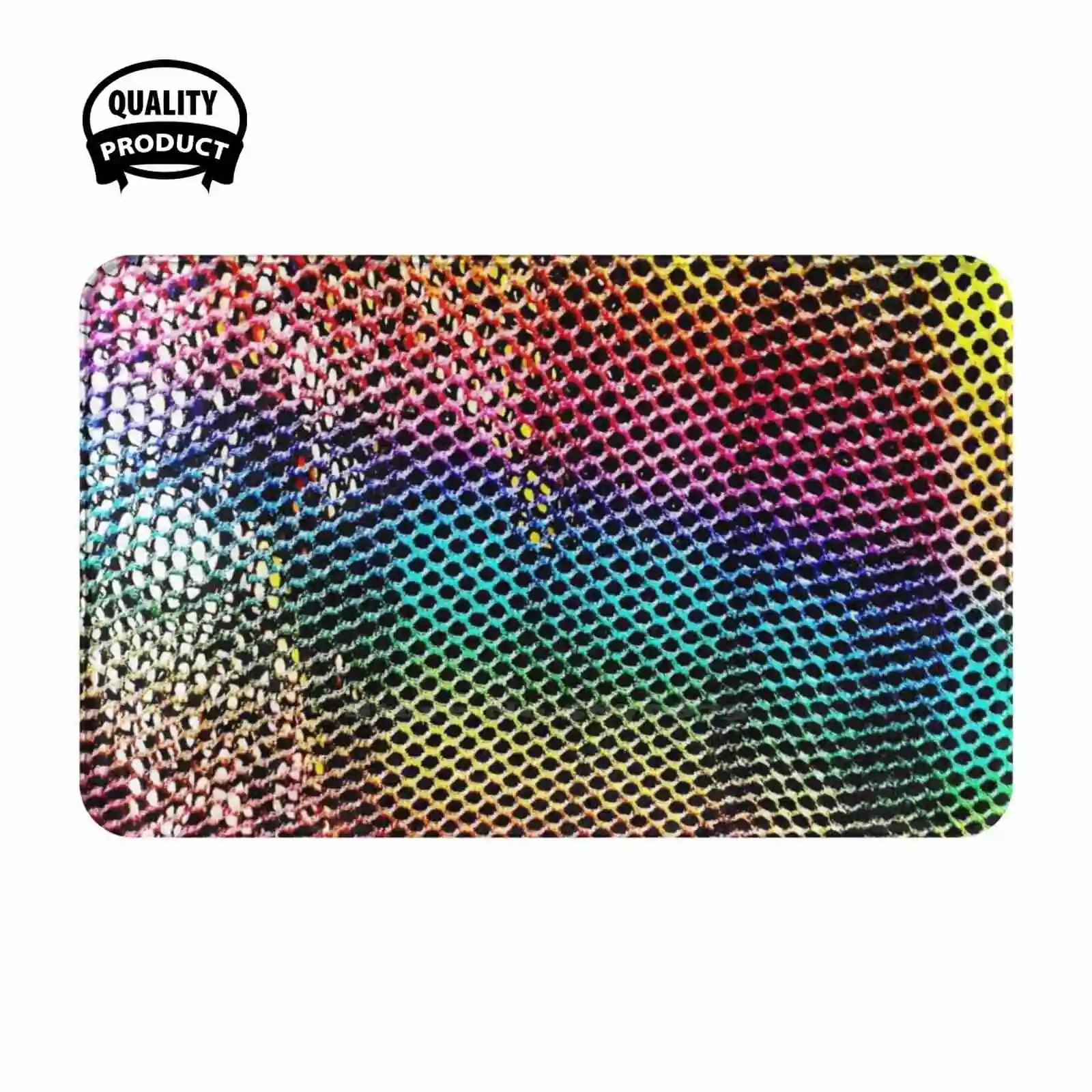 Rainbow Mesh Pattern Soft Cushion Home Carpet Door Mat Car Rug Rainbow Blue Iridescent Hologram Holographic Pattern Purple Mesh