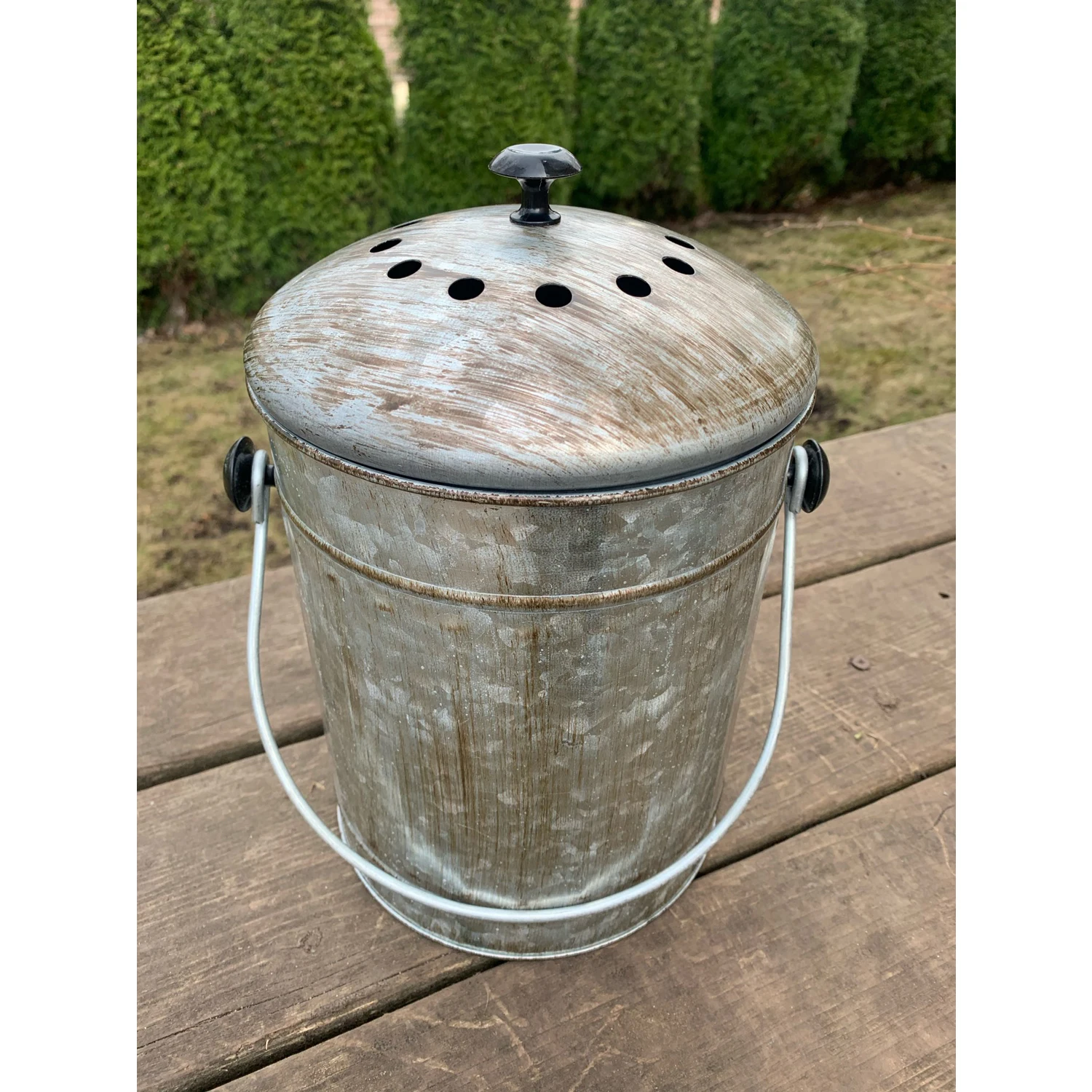 Retro Compost Bin for Kitchen Countertop, Garbage Bucket, Vegetable Food Residue, Kitchen Waste Bin, Recycling Rubbish Can