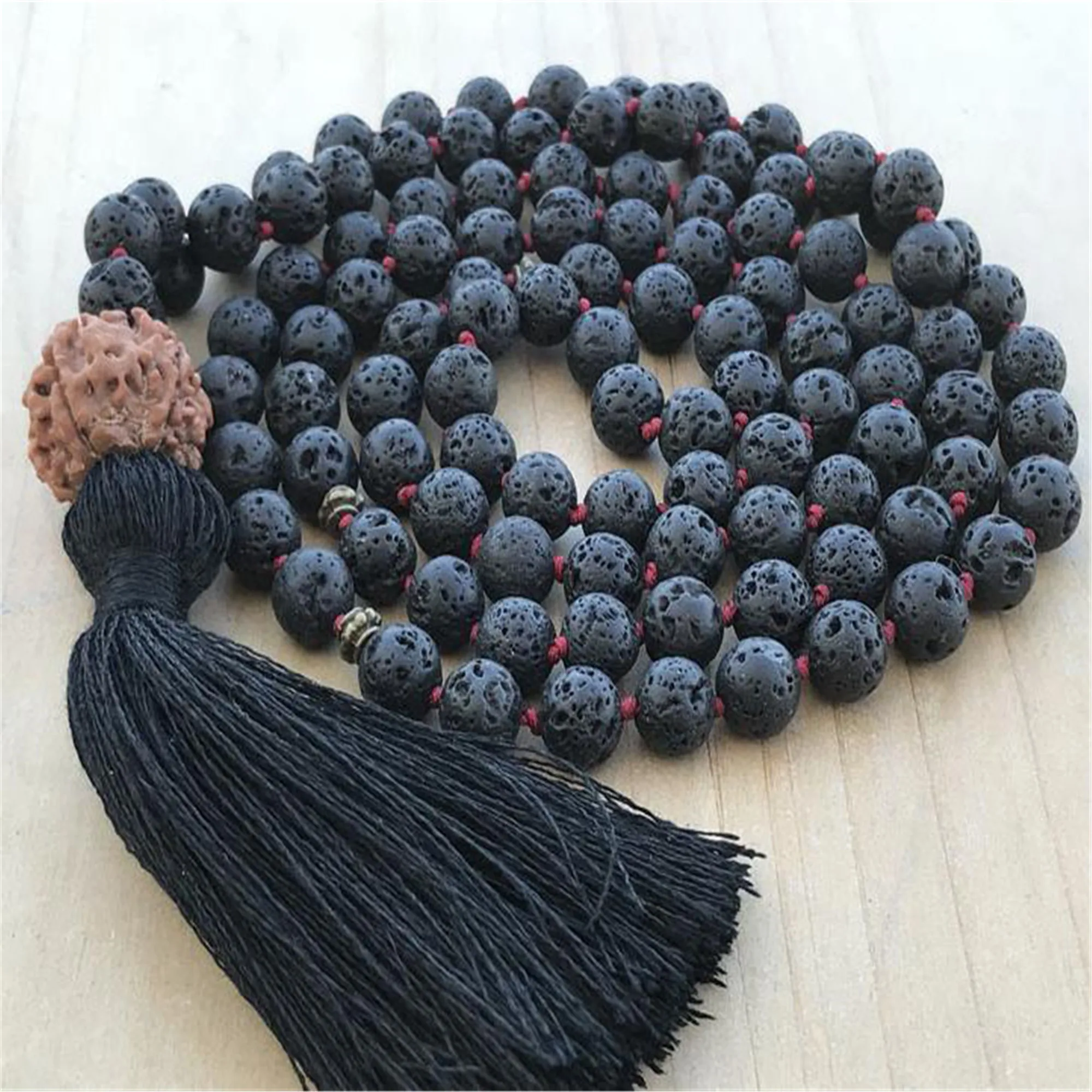 

6mm volcanic stone Vajra Bodhi 108 beads knot Mala necklace Prayer Spirituality Lucky Wrist Pray Bless Handmade Yoga Mala Mala