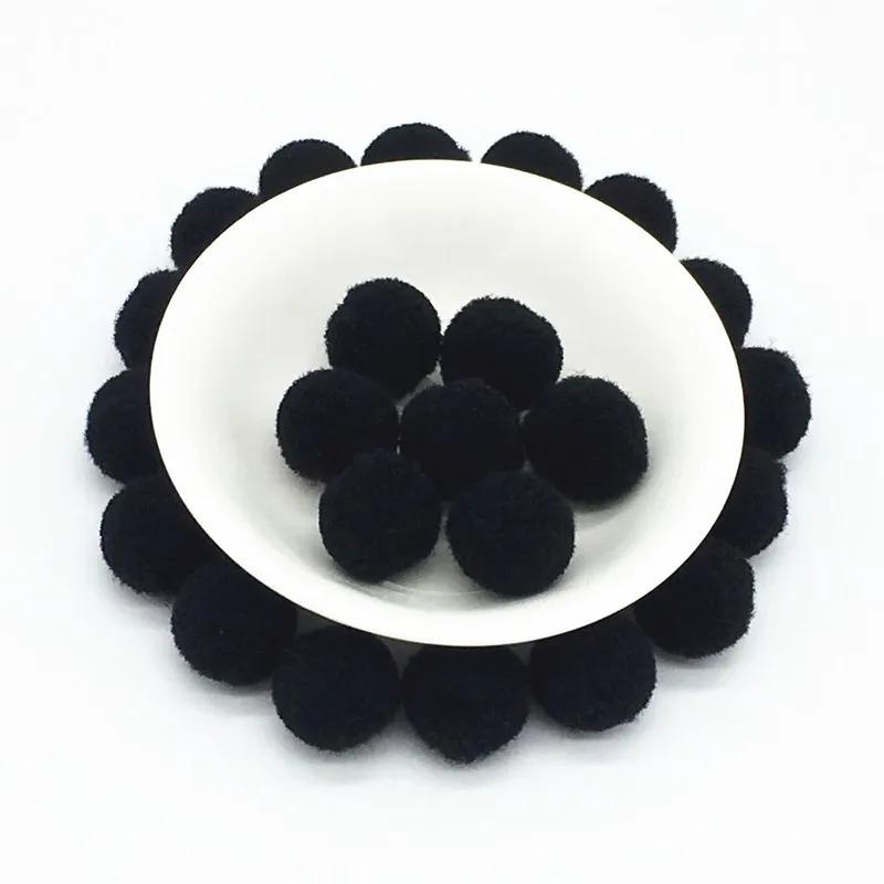 Black Pompoms 8/10/15/20/25/30mm Fur Plush Ball Craft DIY Soft Pompon Wedding Home Garment Sewing on Cloth Accessories 20g