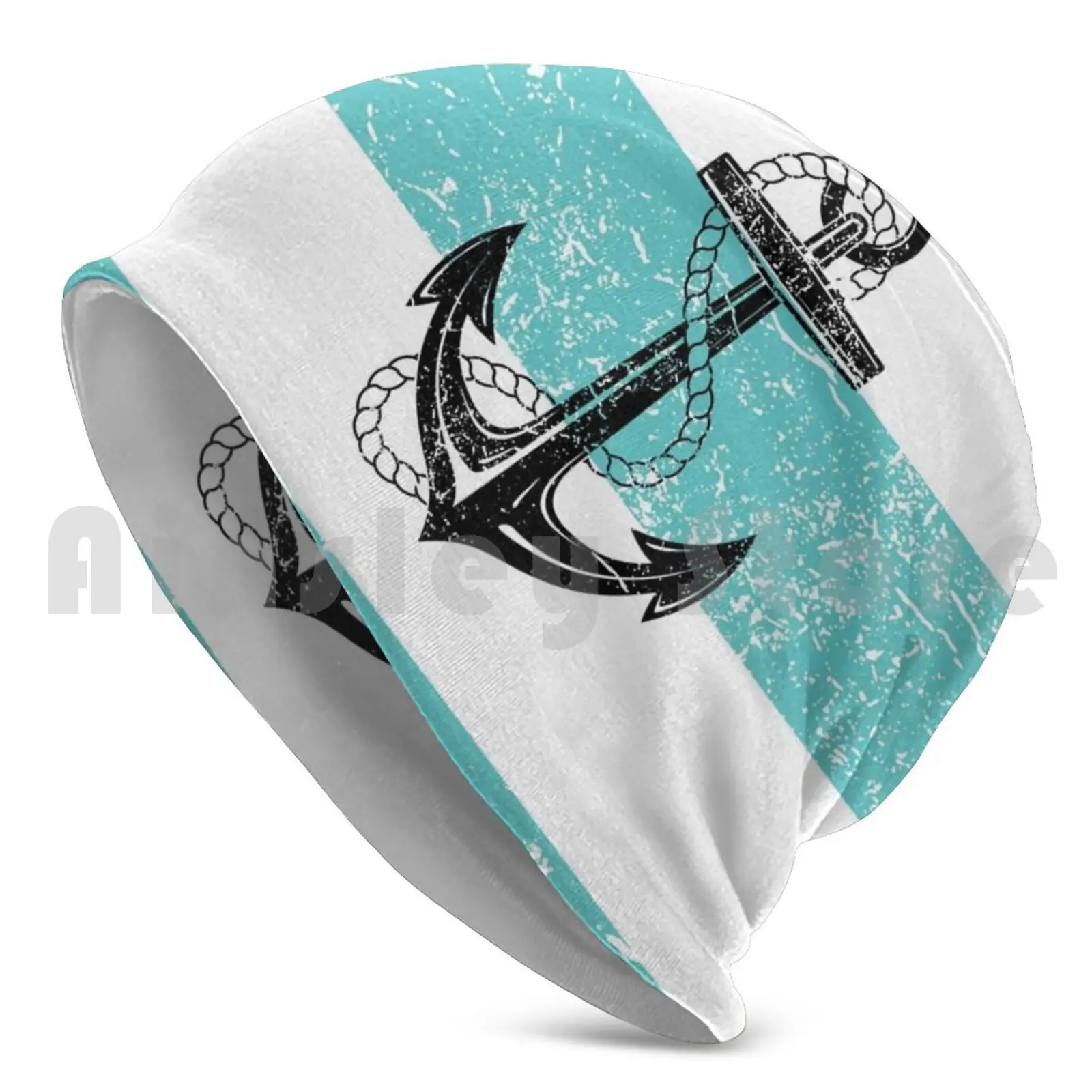 Vintage Anchor Beach Background Beanie Hedging Cap DIY Print Cushion Old Ship Sail Summer Boat Sea Ocean Yatch Acqua Mar