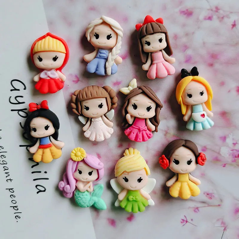 20PCS/lot DIY Resin Cartoon Princess Cute resin Girls Resin accessories for Kids hair clip cover