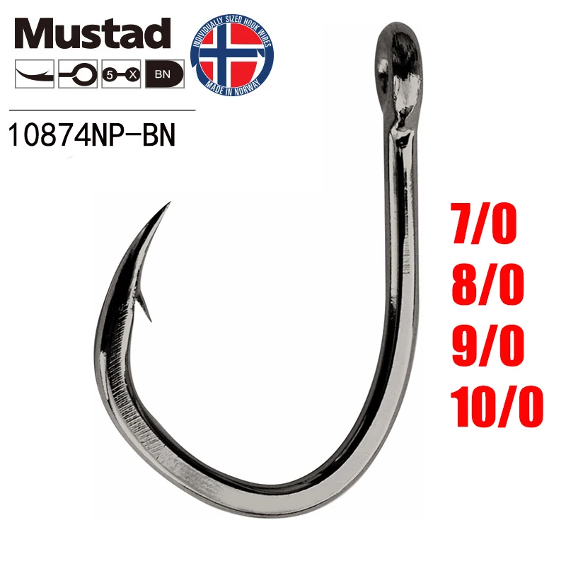 Mustad Norway Origin Fishing Hook Super Power Big Size Circle Fish Hooks,7/0-10/0#,10874NP-BN