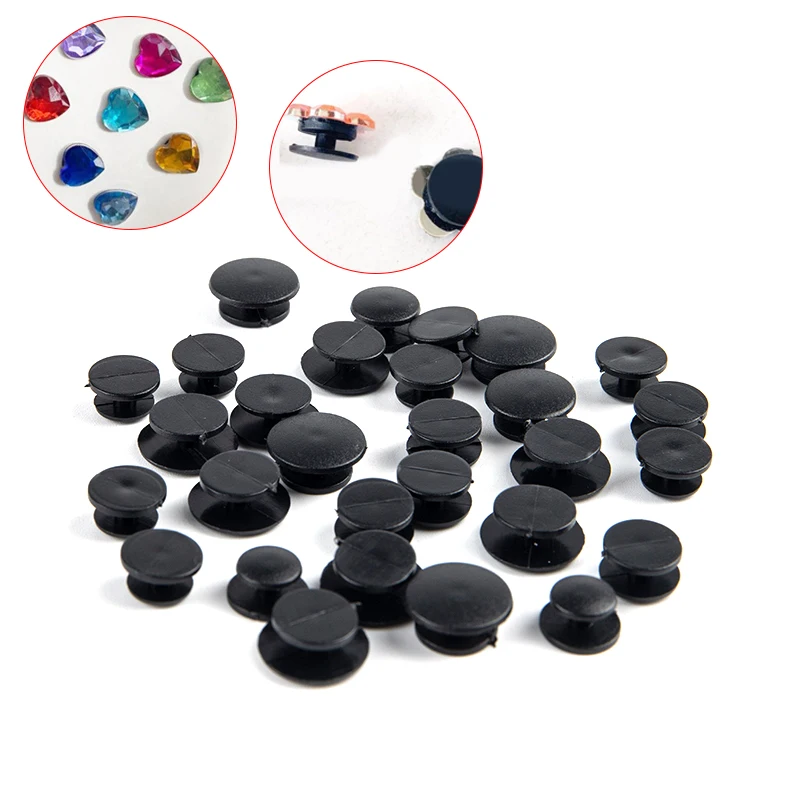 25pcs 8mm/10mm/12mm/13mm Common Cheap Black Button Plastic Ornaments Fit Shoe Decoration Lightweight Children DIY Accessory