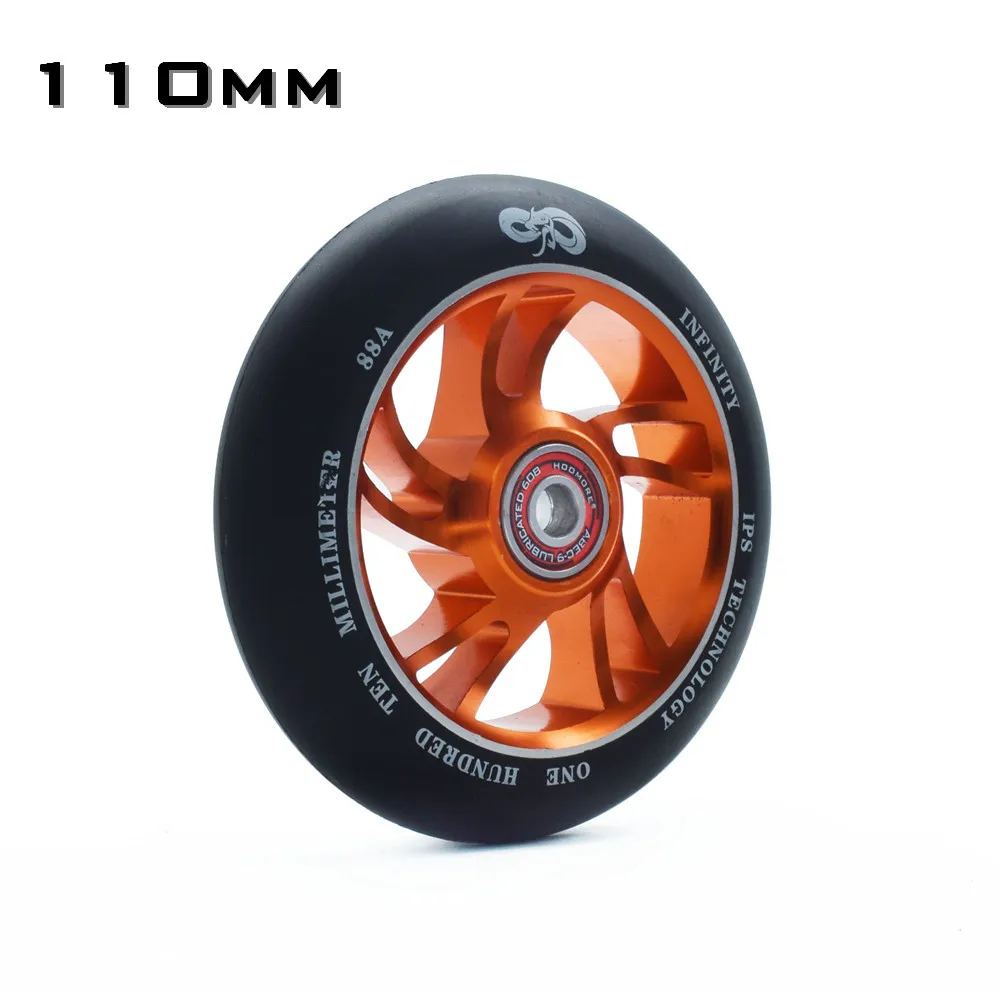 88A 110mm aluminium alloy CNC precise scooter wheel handcart tyre with durable PU heavy ruedas with ABEC-9 bearings 1 piece