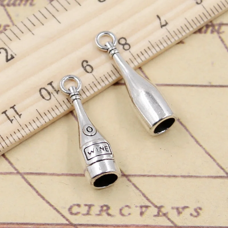 10 sztuk Charms 3D butelka wina 27x7x7mm tybetański srebrny kolor wisiorki antyczna biżuteria Making DIY Handmade Craft