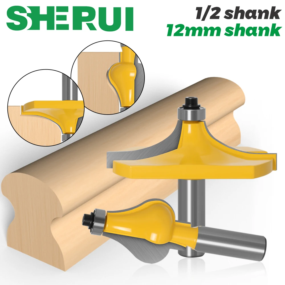 2PC 12mm Shank Thumbnail & Beaded 2 Bit Handrail Router Bit Set Line knife Woodworking cutter Tenon Cutter for Woodworking Tools