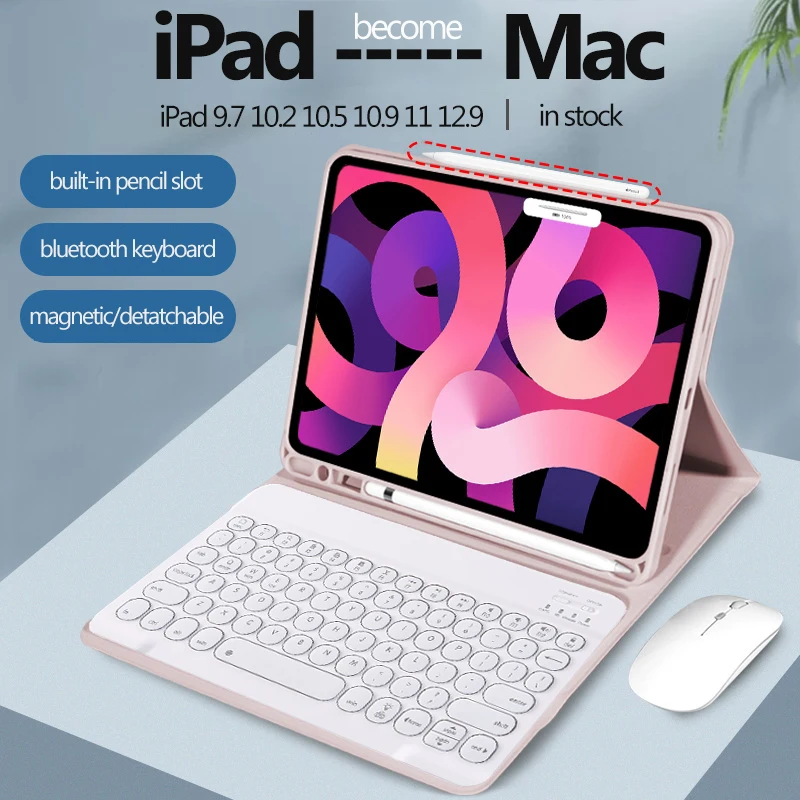 

Чехол с клавиатурой и мышью для Ipad 2021 Pro 11 12,9 2018 чехол с слотом для стилуса для Ipad Air 4 10,9 Air 3 10,5 Air 1 2 9,7 10,2 8th