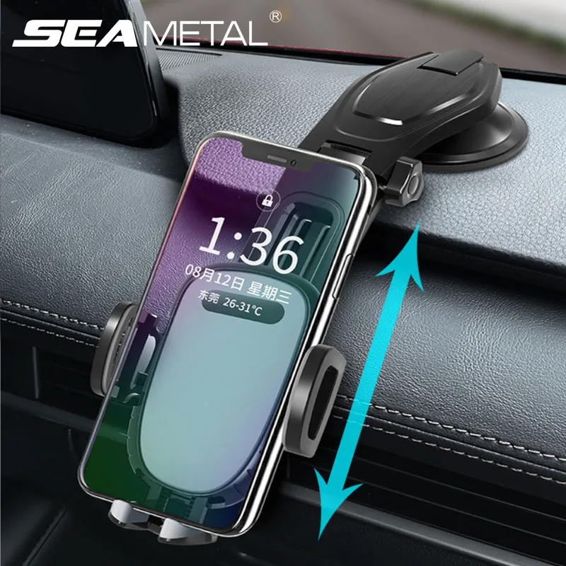 SEAMETAL Car Dashboard Phone Holder Slide Adjustment Stable Phone Mount Anti Shake Suction Cup Auto Phone Navigation Support