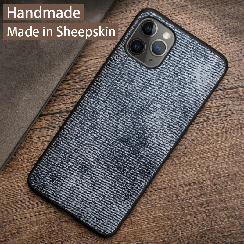 Genuine Leather Phone Case For iPhone 13 Mini 12 Pro For Apple X XS Max XR 6 6S 7 8 Plus SE 2020 Luxury Natural Sheep Skin Cover