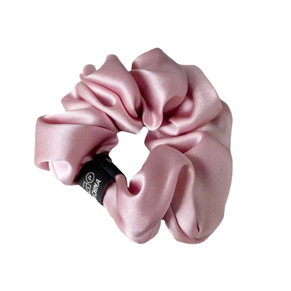 100% Pure Mulberry Silk Large Scrunchies Rubber Bands Hair Ties Gum Elastics Simple Pure Color for Women Girls 19 Momme 3.5CM