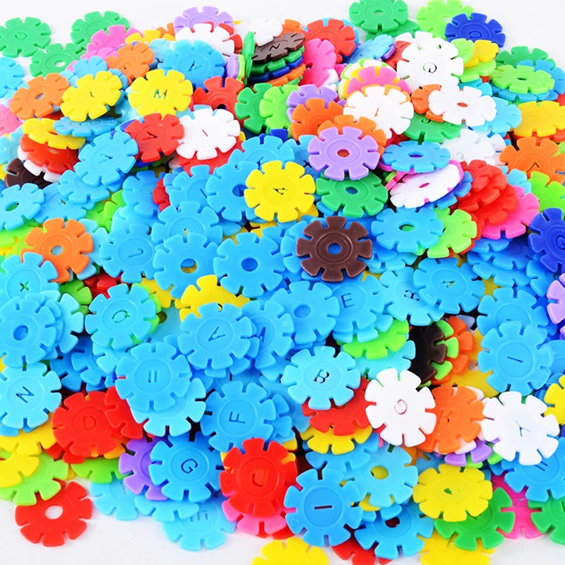 300-1000pcs Plastic Snowflake Interconnecting Blocks Building & Construction Toys Children 3D Puzzle Kindergarten Baby Game Toy