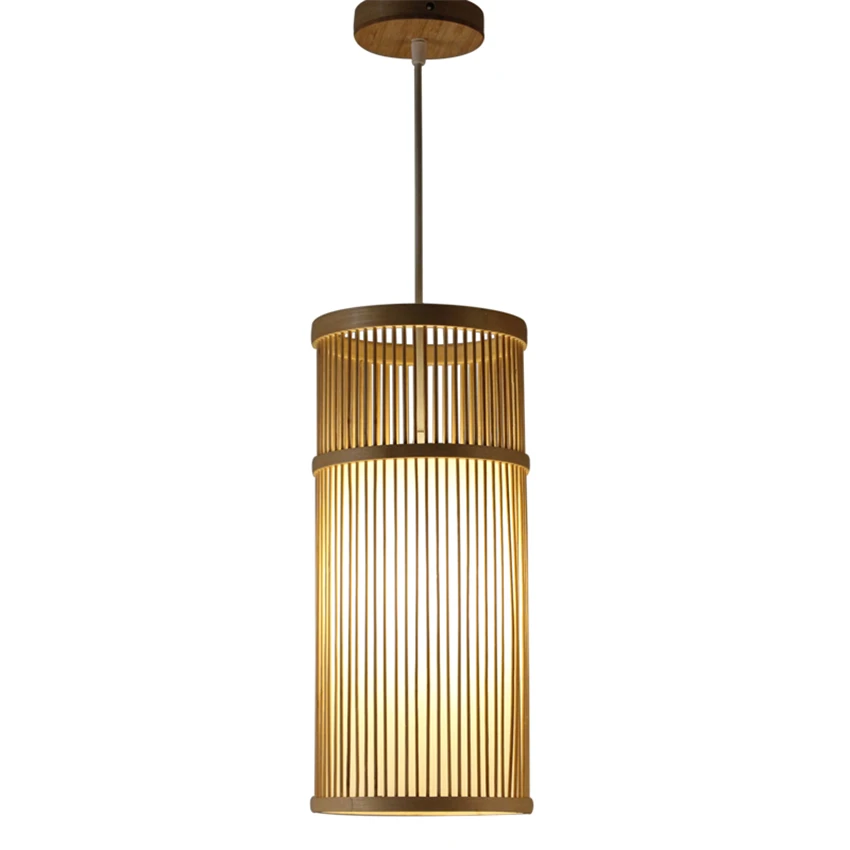 Japanese Single-headed Hollow Bamboo Pendant Lights Chinese Zen Tea Room Restaurant Aisle Bedroom Bar Hanging Lights Fixtures