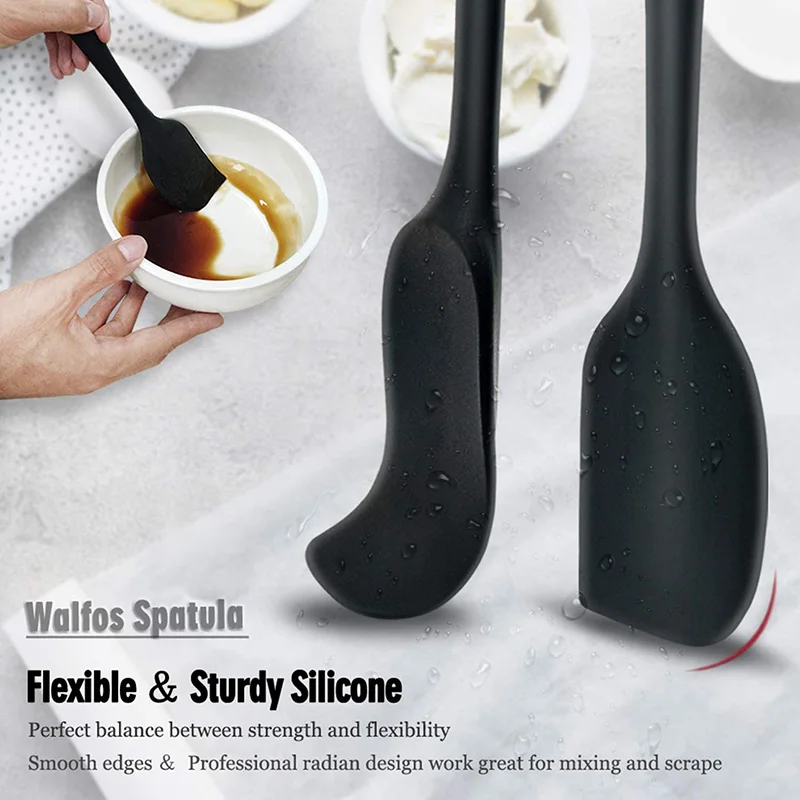 WALFOS Non-stick Silicone Spatula Cooking Spoon Butter Cream Scraper Long Handle Jam Spatulas Set Heat-resistant Kitchen Gadgets