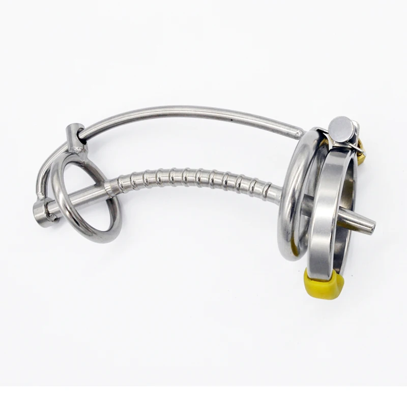 3 Ring Stainless Steel Male Chastity Device/Belt with Catheter,Cock Cage,Penis Ring,Penis Lock,Adult Game,Cock Ring A060