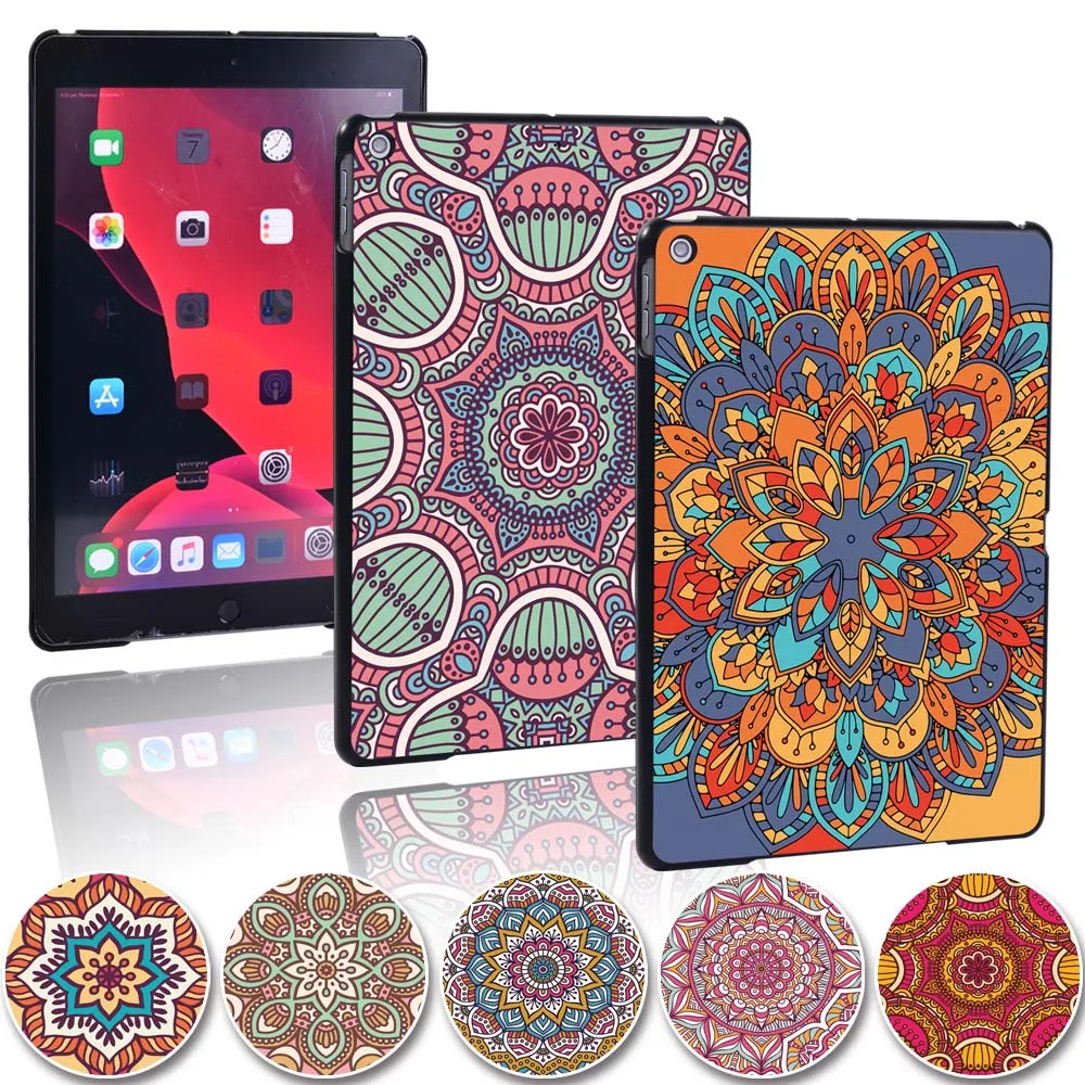 

Tablet Case for Apple IPad 8 2020 10.2 Inch Mandala Pattern Slim Hemming Scratch Resistant Protective Shell + Free Stylus