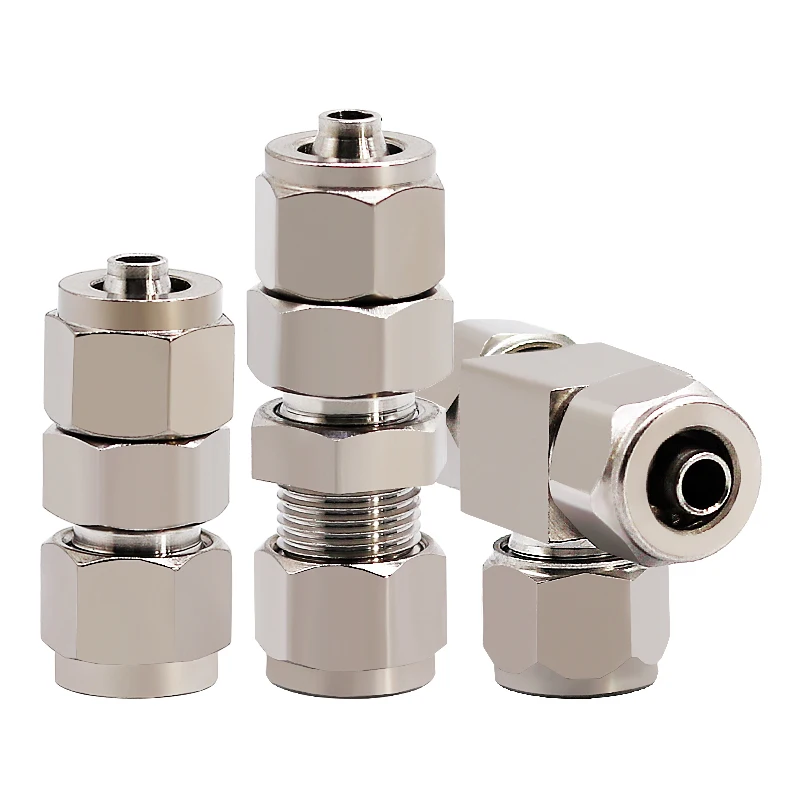 

High Quality 304 Stainless Steel Quick-Twist Lock Female Buckle Three-Way Air Pipe Through Joint Partition PE PM PU6/8/10/12mm