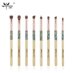 Anmor 8Pcs Makeup Brushes Set Professional Bamboo Eyeshadow Eyeliner Eyebrow Lip Brush for Make Up Portable Cosmetic Kit Tools