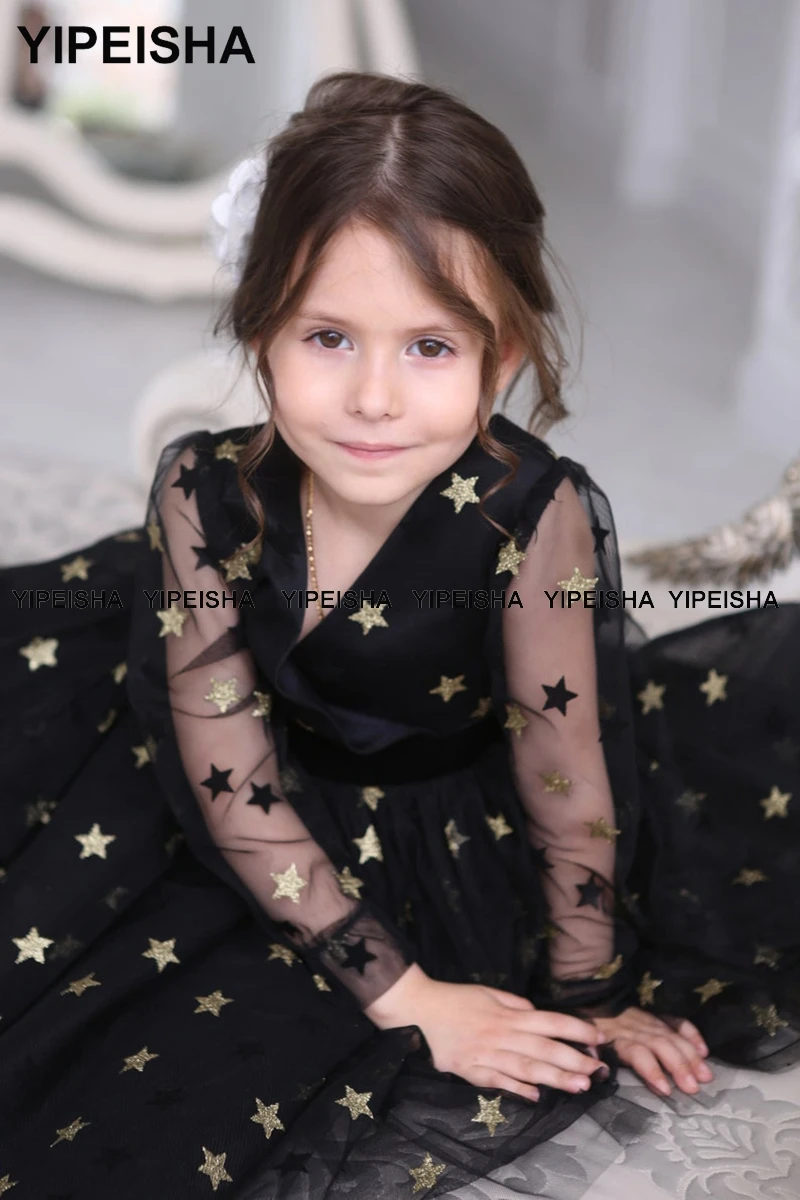 Yipeisha Infant Dress Baby Black Party Princess Dresses Christmas Newborn Prom Gown For Baby Girl 1-14 Year Birthday Gift