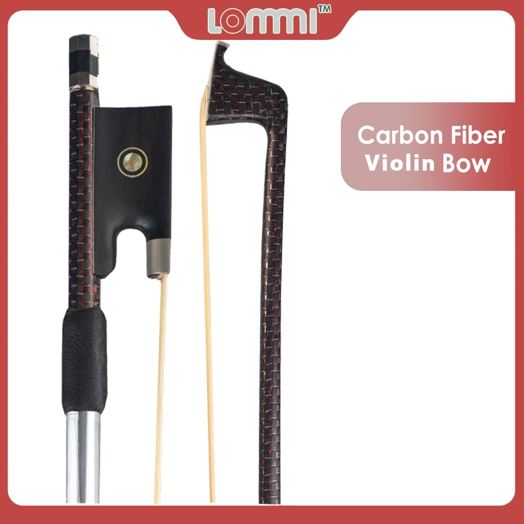 

LOMMI Master Red-Braided Carbon Fiber Bow With Ebony Paris Eye Frog Fit For 4/4 Violin Fiddle Frog Horse Hair Electric Violin