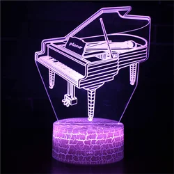 Musical Instrument 3d Lamp Colorful Piano Night Light For Bedroom Decoration Drum Table Lamp Creative Gift for Kids and Friend