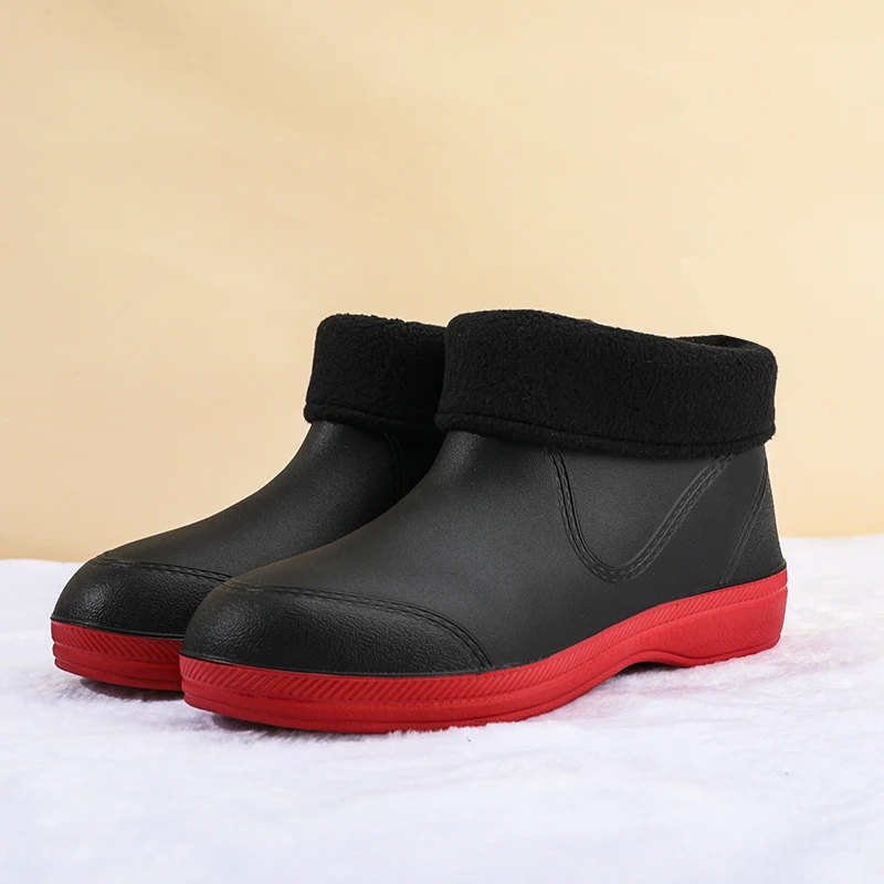 Women Casual Shoes Kitchen Breathable Flat Work Shoes Non-slip Waterproof Chef Shoes Warm Fur Snow Boots Work Shoes Rain Boots