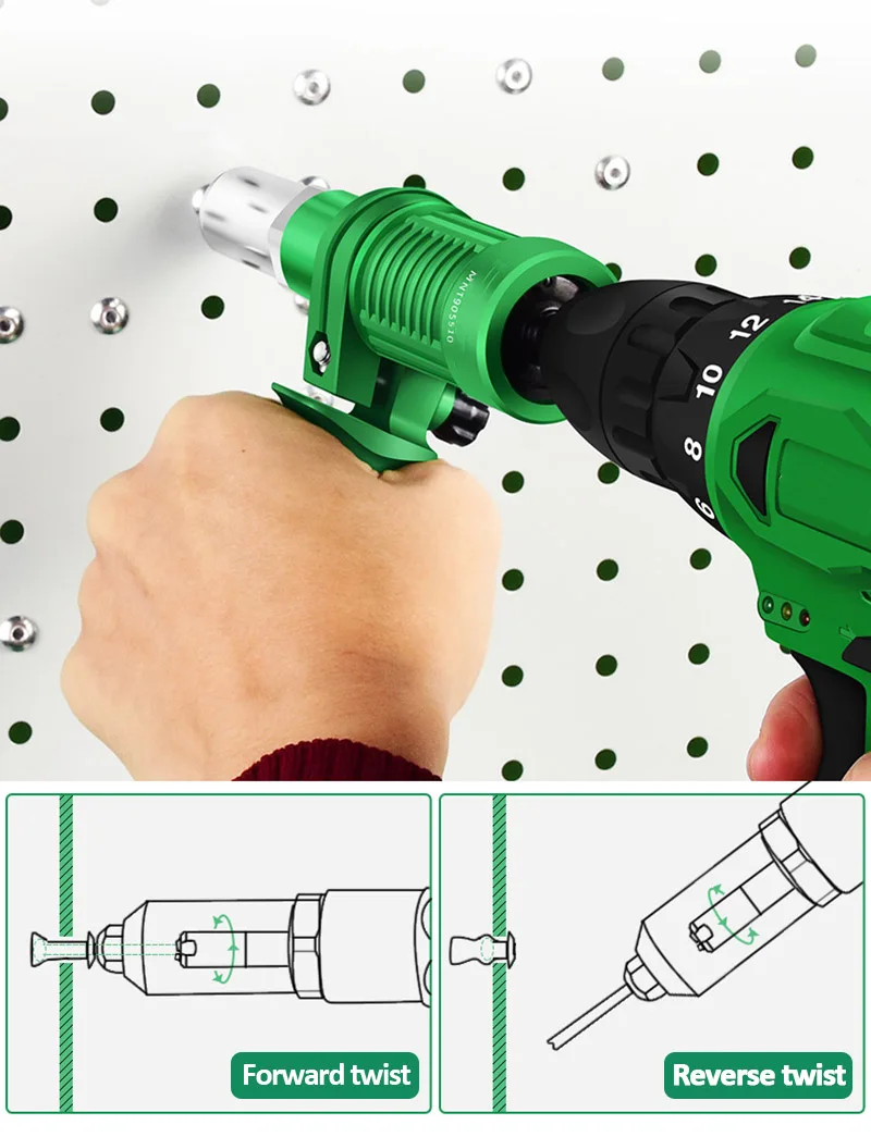 Adaptador elétrico para pistola de rebite, broca cega, cabeça de arma de rebite 2.4mm-4.8mm, industrial, ferramenta de porca de rebite portátil