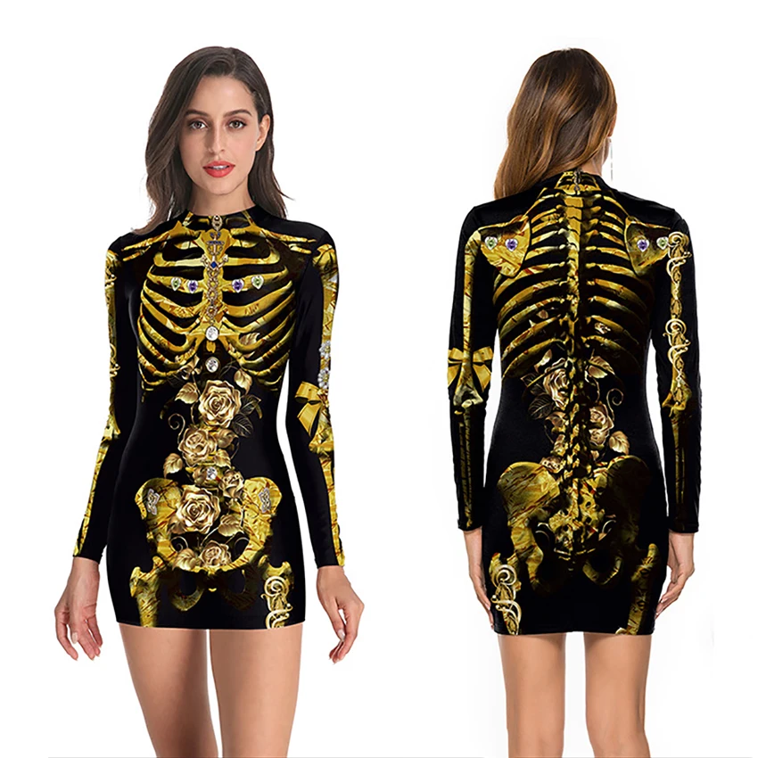 Scary Nurse Dress Bloody Women Skeleton Skull Horror Terror Halloween Costume for Women Ghost Carnival Masquerade Disguise