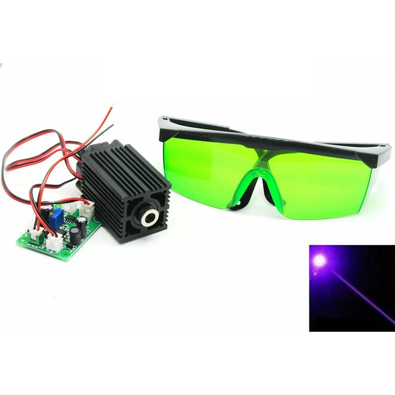 High Power 405nm 100mW Violet/Blue Laser Diode Module W/450nm Portection Goggles