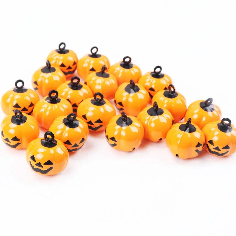 5pcs Jingle Bells Pumpkin Halloween Festival Ornament Metal Bell For Home Party Tree Pendant Decoration DIY 19x19mm